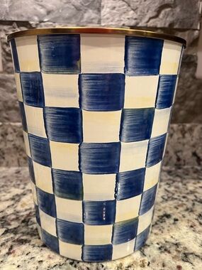 Mackenzie-Childs Royal Check Waste Bin - Trash Can. Great used condition.